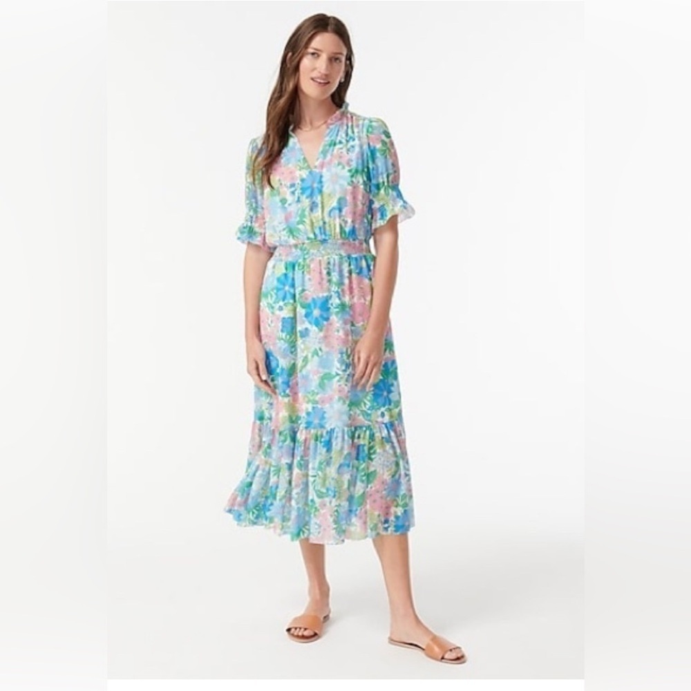 J. Crew Smocked Ruffle Dress in Fairy Floral